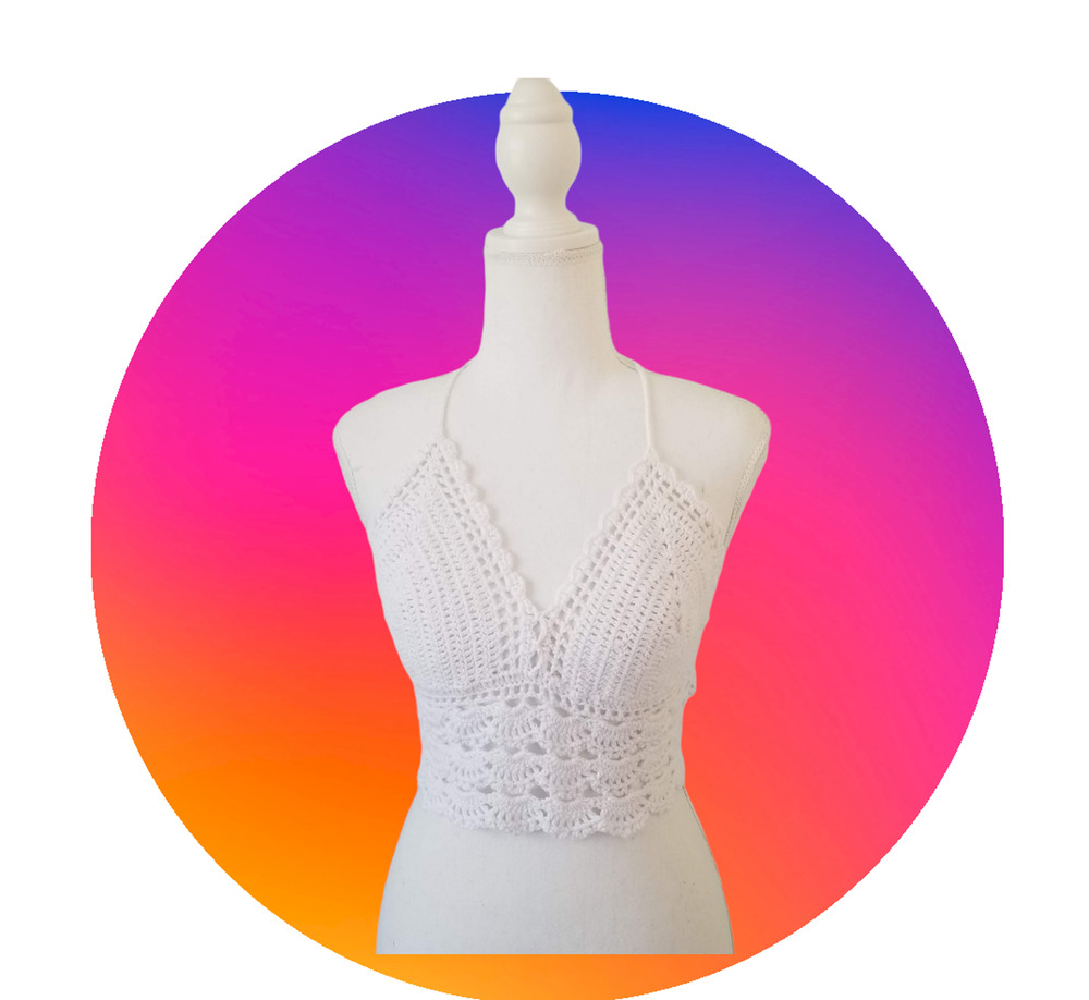 Handmade Crochet Halter Crop Top! - Size M